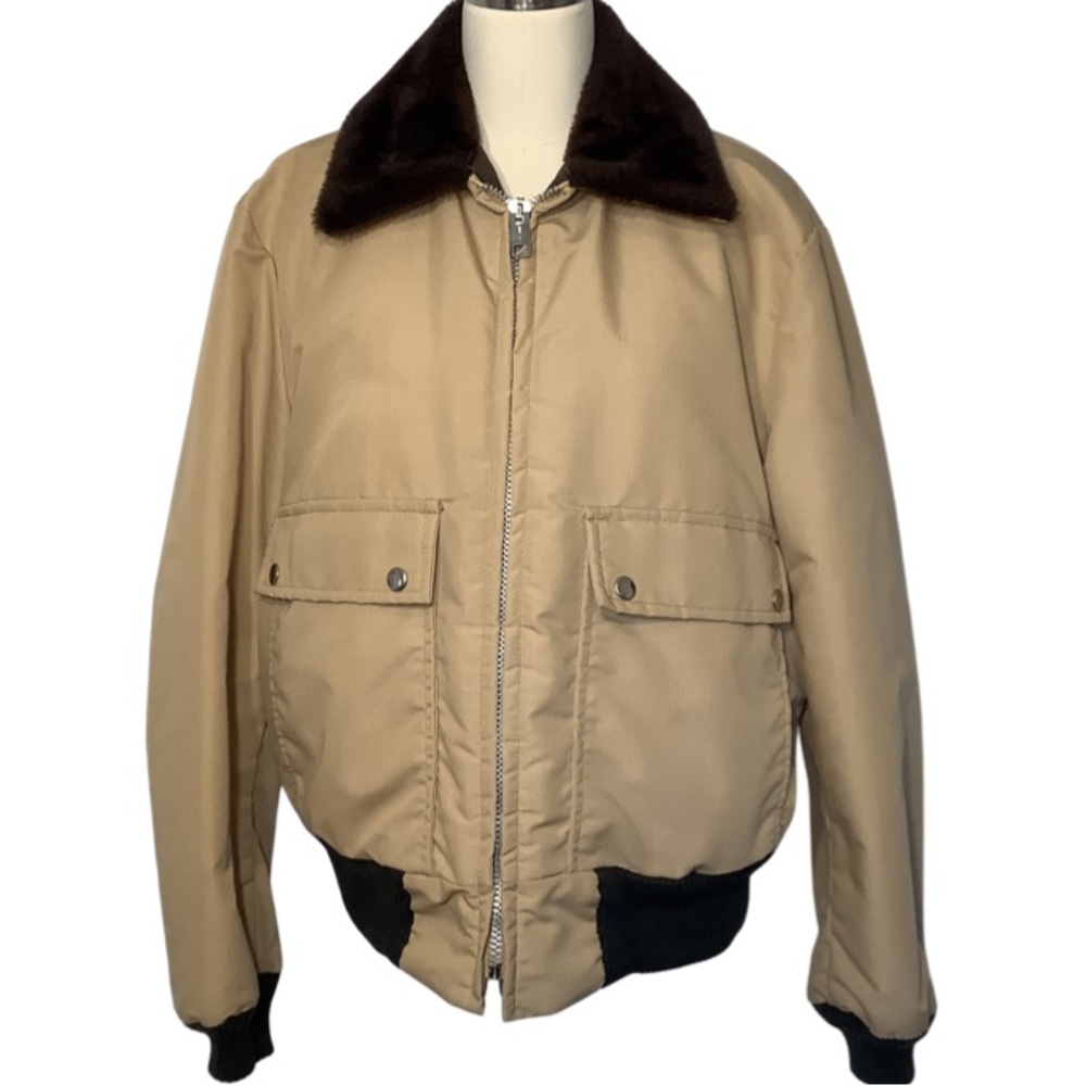 Vintage Weathercaster Tan Faux Fur Collar Jacket